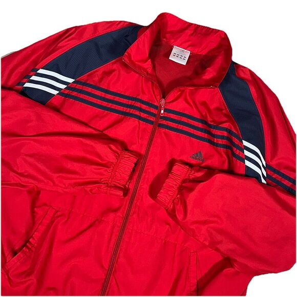 Adidas Climate Proof Red/black Windbreaker Track Jacket Sz 2XL - Picture 2 of 10